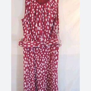 London Times / red and White Polka stretchy polka Dot Dress size 12